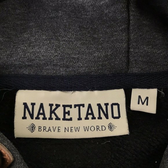 Naketano Women's Hoodie Pullover Brave New Word Gray Gold Sequined Polkadots M - Picture 9 of 11